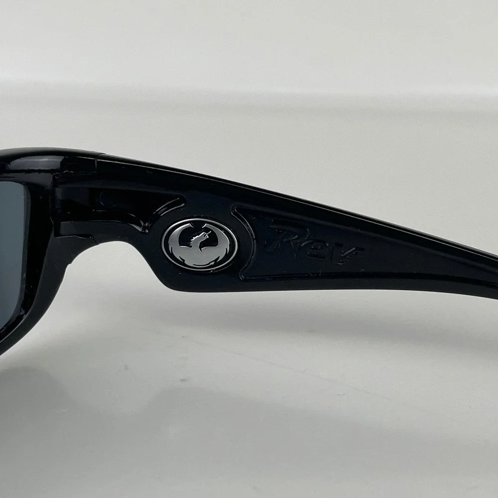 VTG Dragon Alliance Rev Sunglasses Black Wrap Sport Rectangle Silver Y2K 00s USA